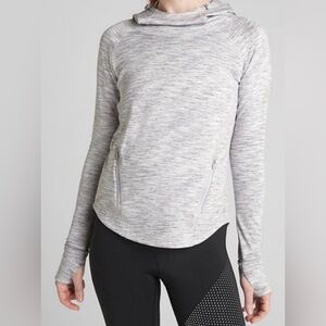 GAP Heathered Light Gray Hooded Pullover